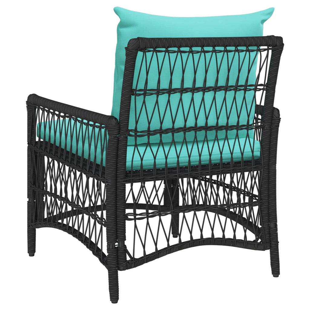 vidaXL Krzesło Ogrodowe z poduszką Czarny 73 x 61 x 77 cm polirattan
