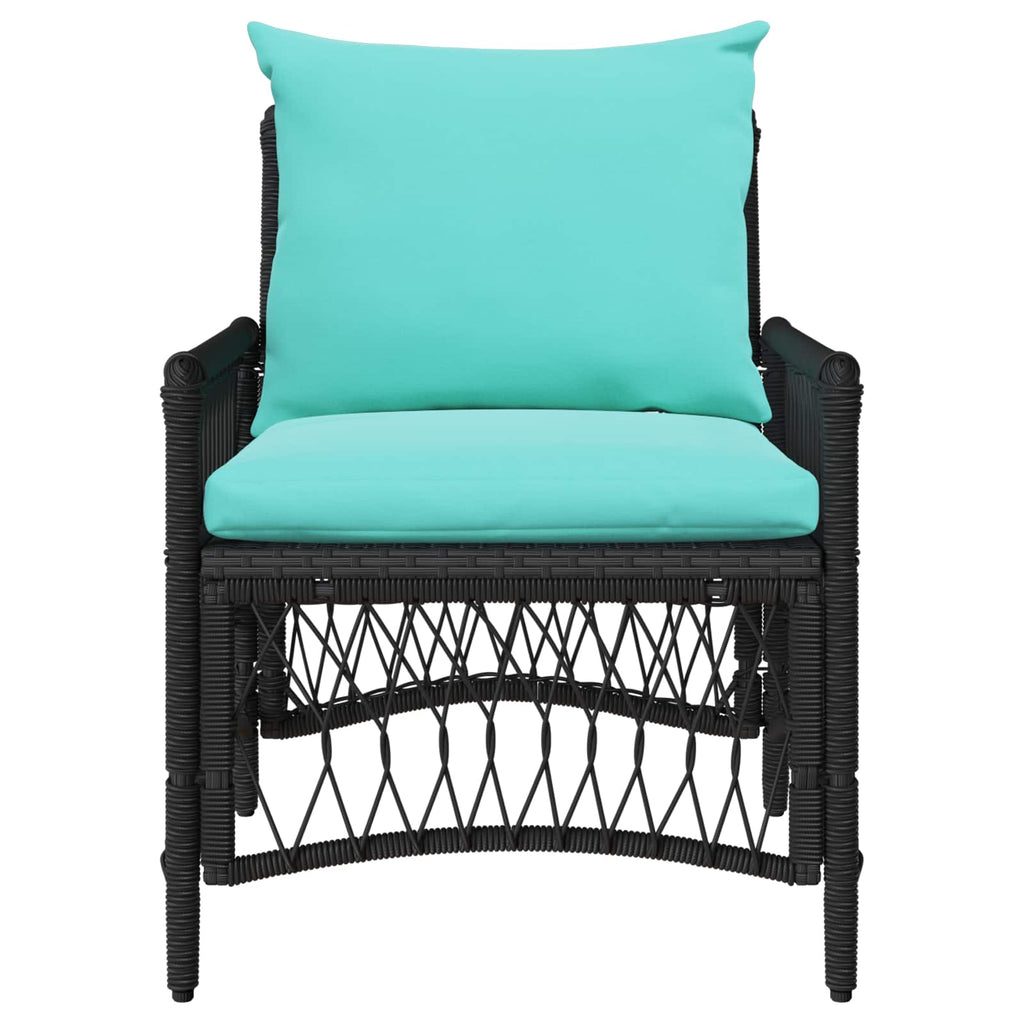 vidaXL Krzesło Ogrodowe z poduszką Czarny 73 x 61 x 77 cm polirattan