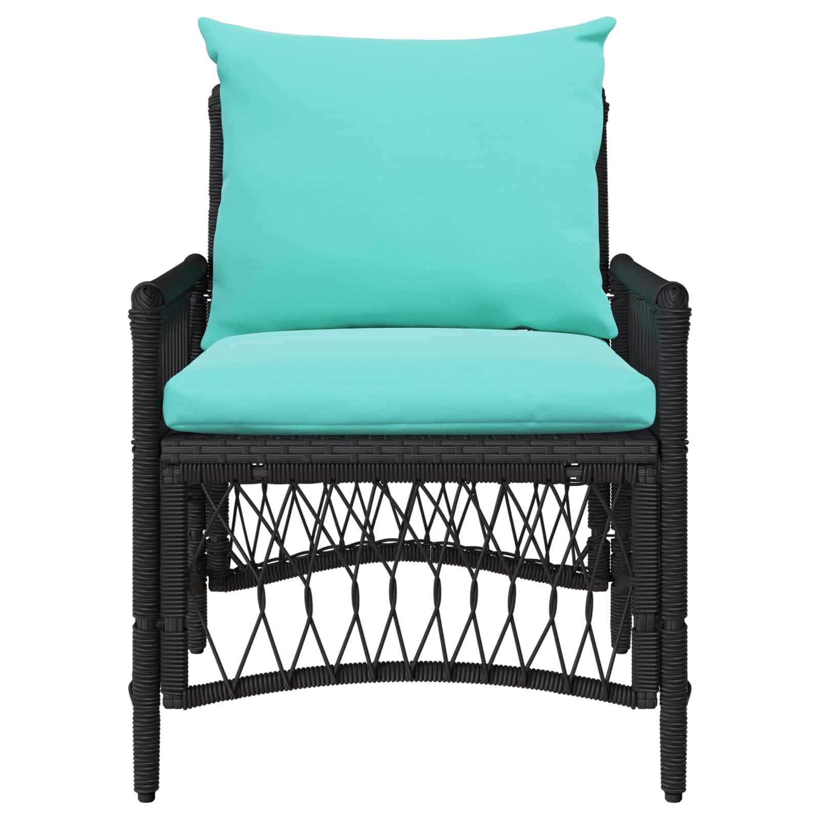 vidaXL Krzesło Ogrodowe z poduszką Czarny 73 x 61 x 77 cm polirattan