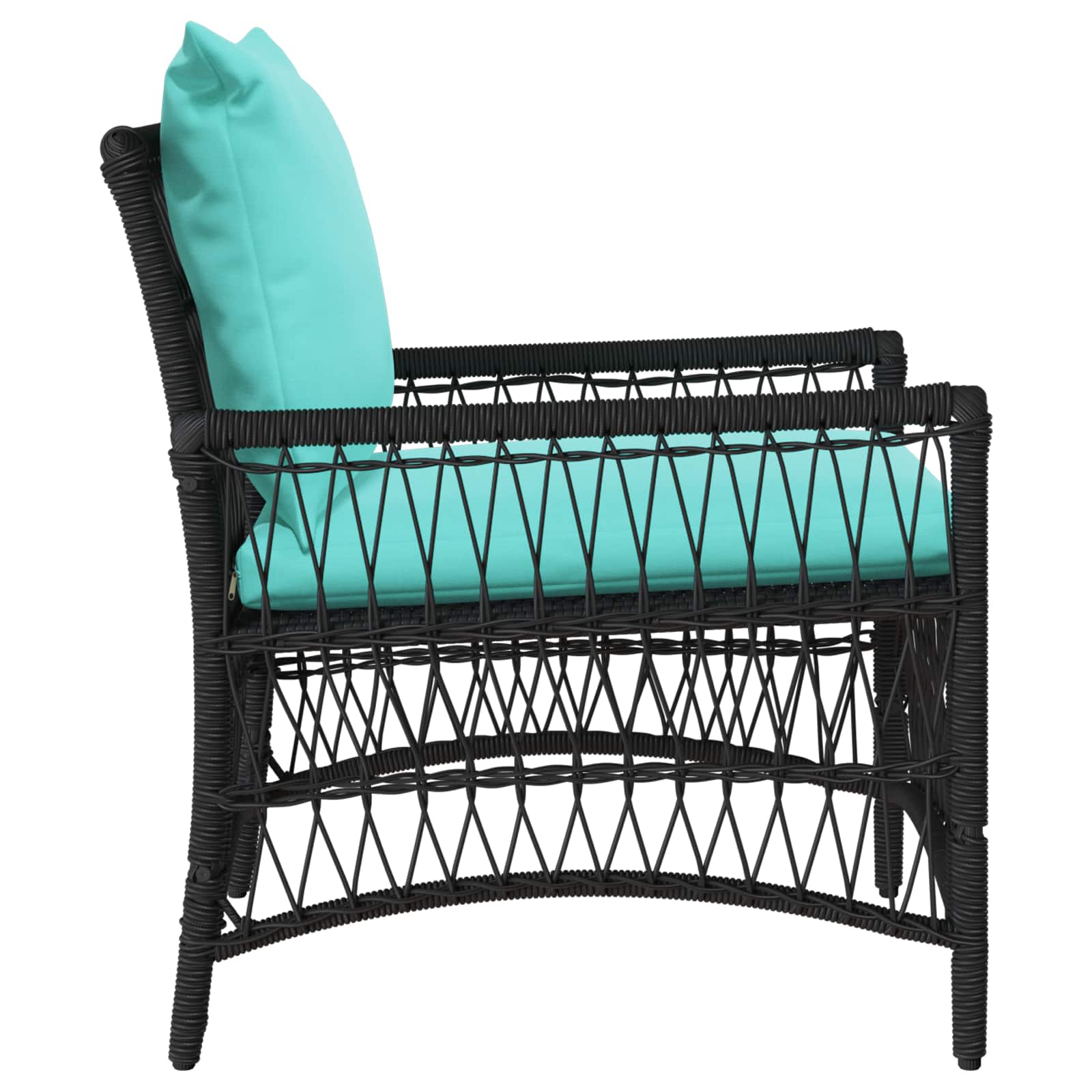 vidaXL Krzesło Ogrodowe z poduszką Czarny 73 x 61 x 77 cm polirattan