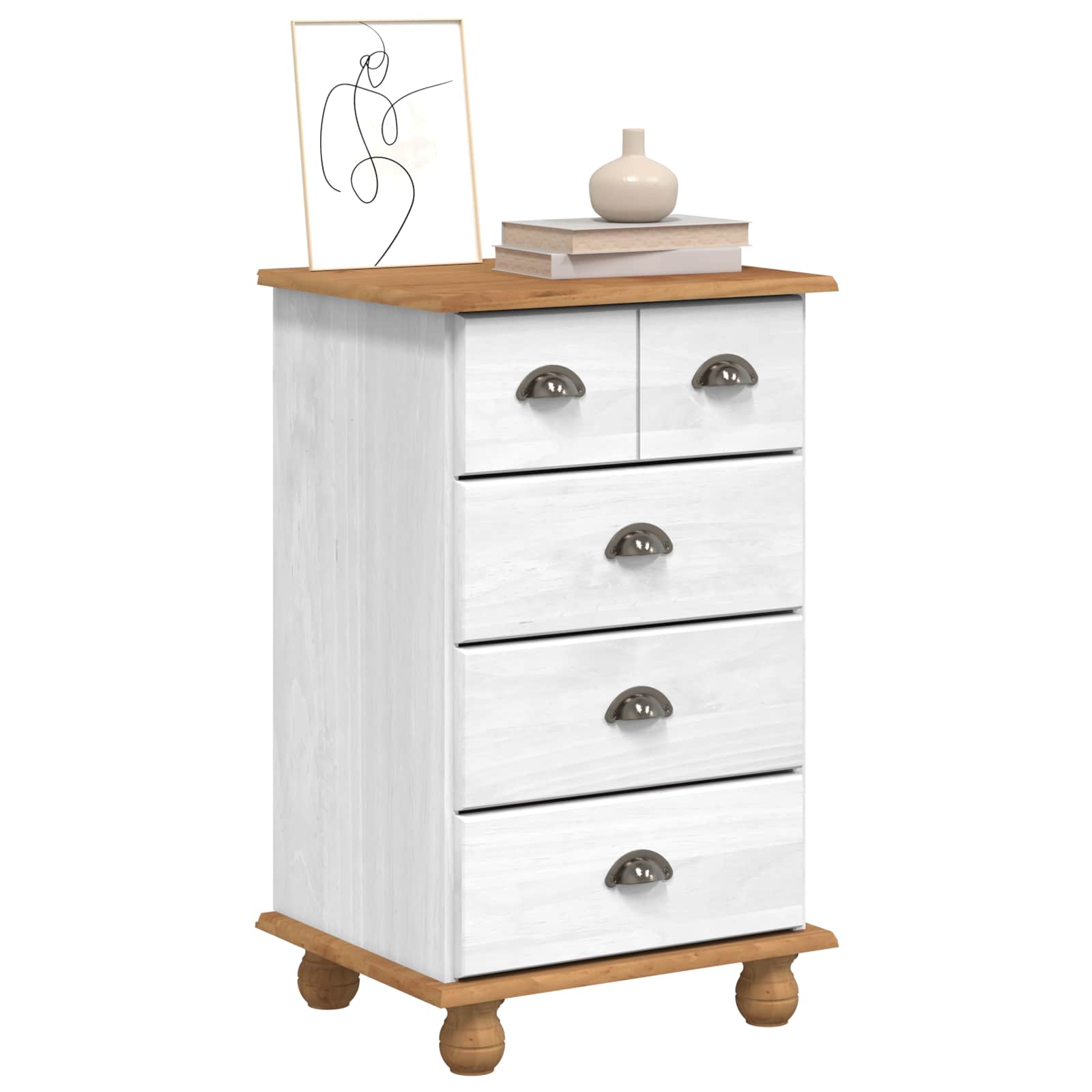 vidaXL Komoda ASKIM Biały 45,8 x 40 x 79 cm Lite drewno sosnowe