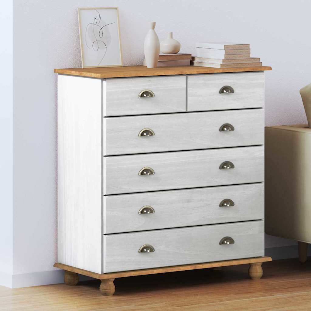 vidaXL Komoda ASKIM Biały 91 x 40 x 95,5 cm Lite drewno sosnowe