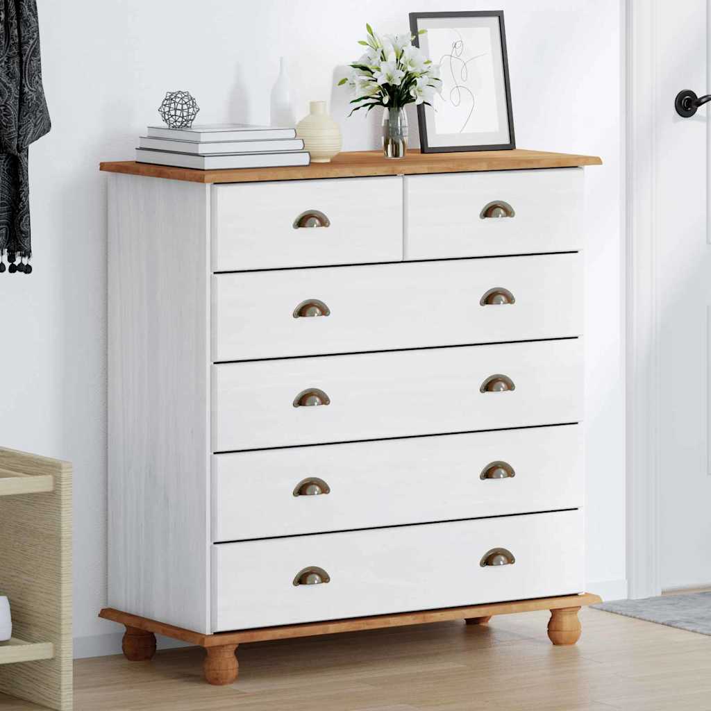 vidaXL Komoda ASKIM Biały 91 x 40 x 95,5 cm Lite drewno sosnowe