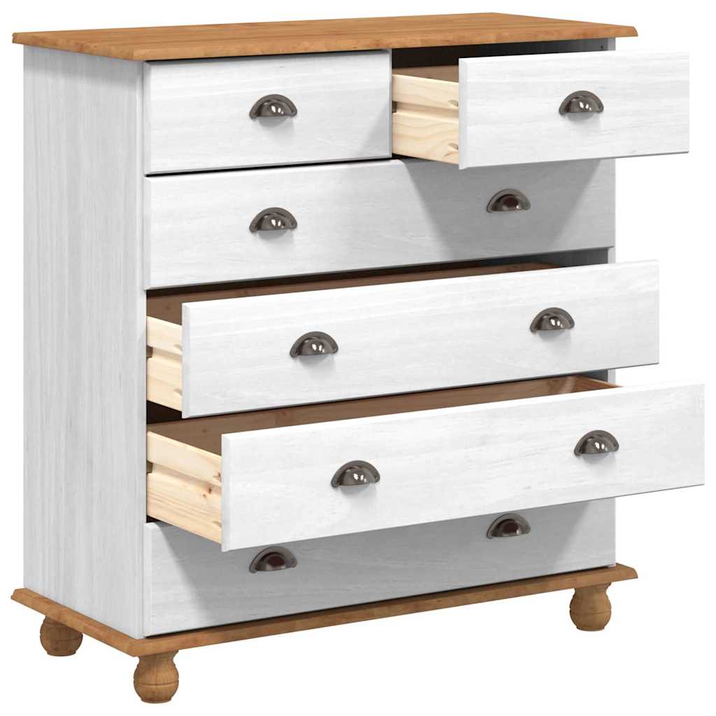 vidaXL Komoda ASKIM Biały 91 x 40 x 95,5 cm Lite drewno sosnowe