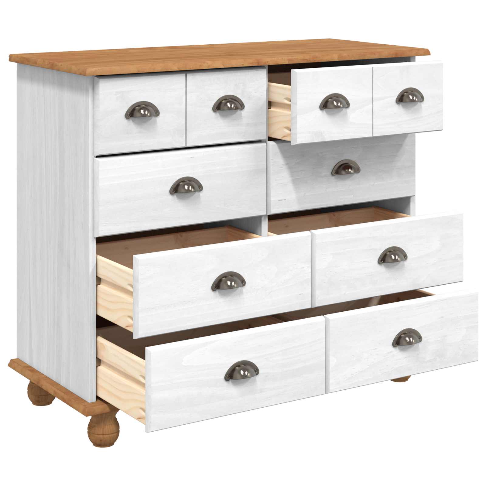 vidaXL Komoda ASKIM Biały 91 x 40 x 79 cm Lite drewno sosnowe