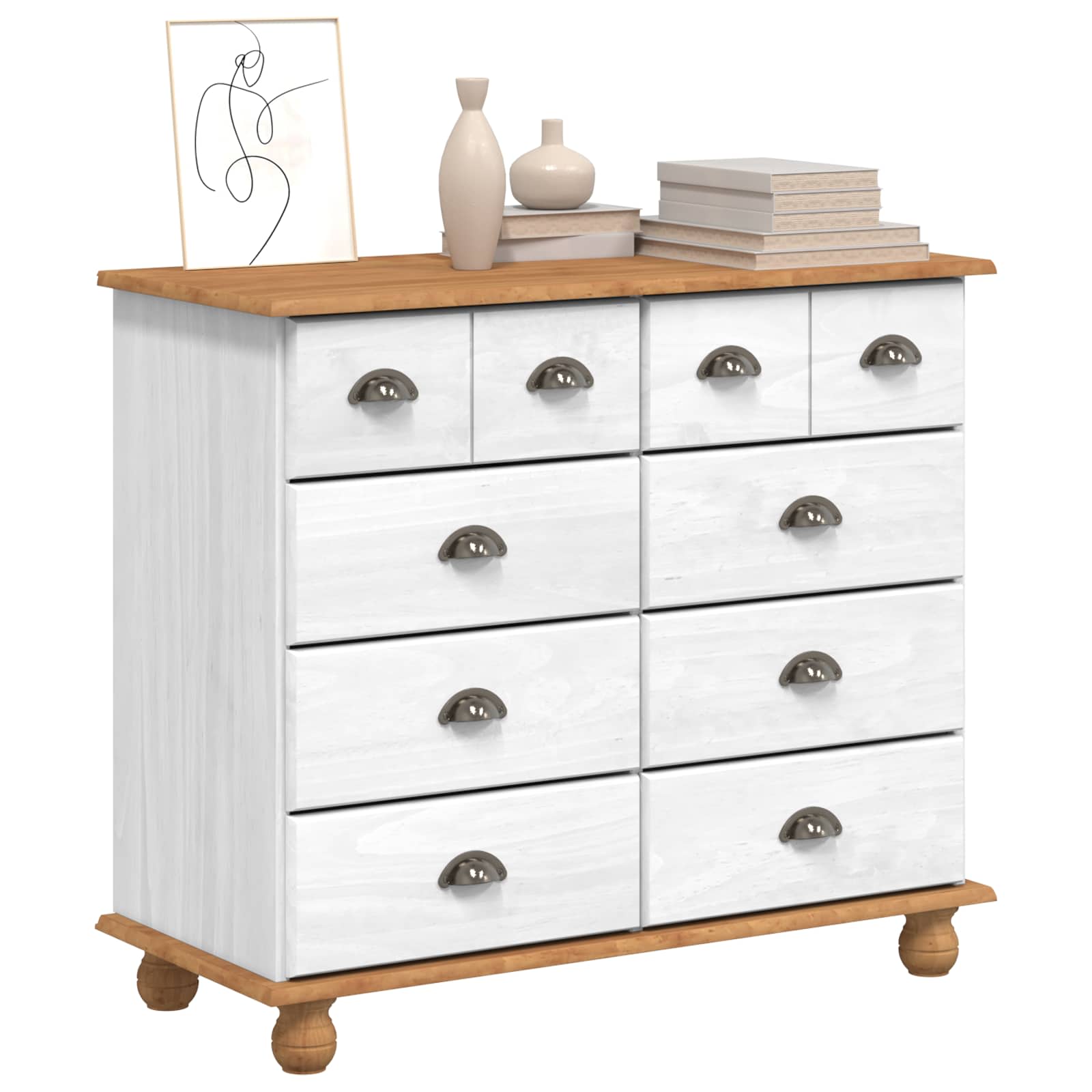 vidaXL Komoda ASKIM Biały 91 x 40 x 79 cm Lite drewno sosnowe