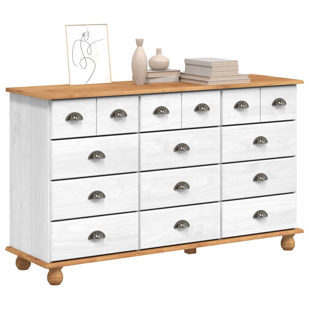 vidaXL Komoda ASKIM Biały 79 x 40 x 133,5 cm Lite drewno sosnowe