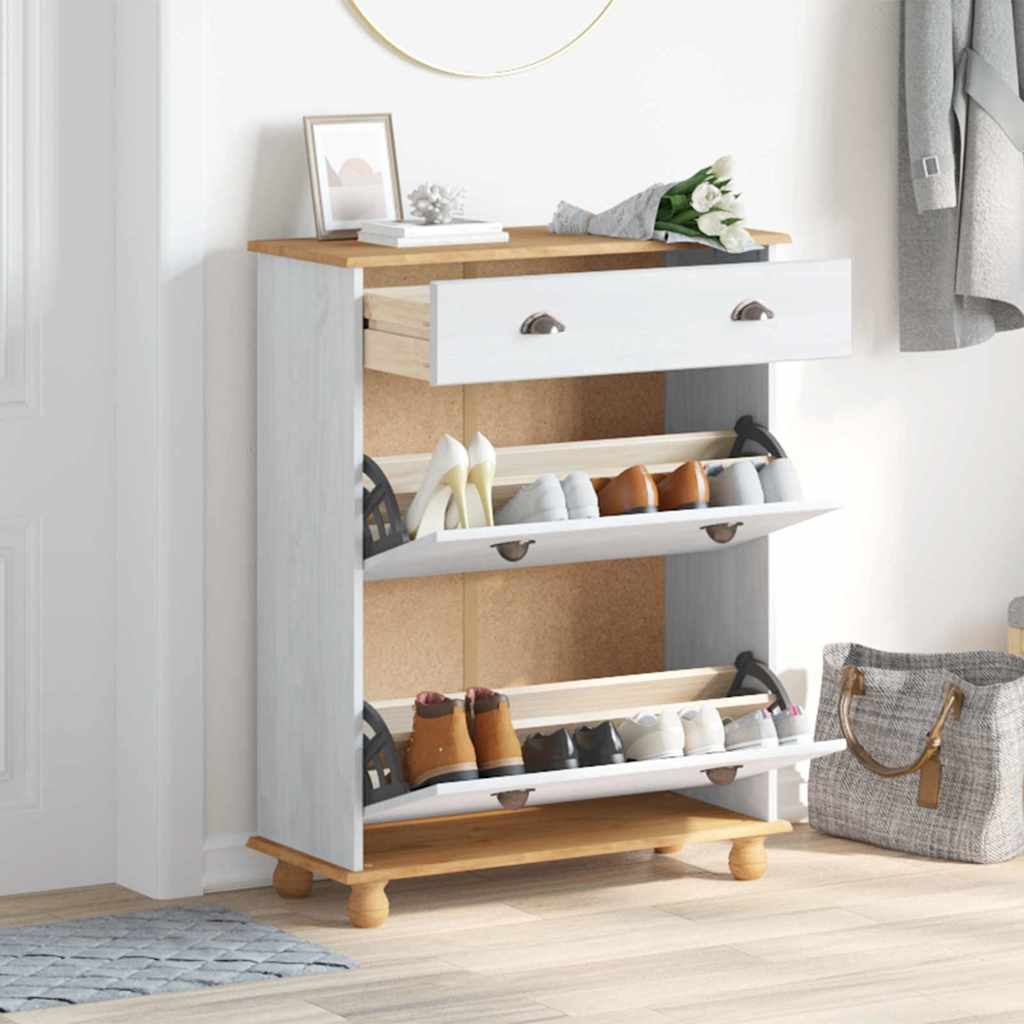 vidaXL Szafka na buty ASKIM Biały 85 x 35 x 108 cm Lite drewno sosnowe