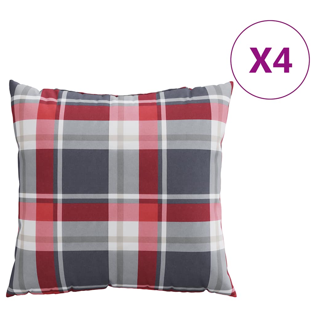 vidaXL Poduszki na sofę 4 szt. Czerwona kratka 40x40 cm Materiał