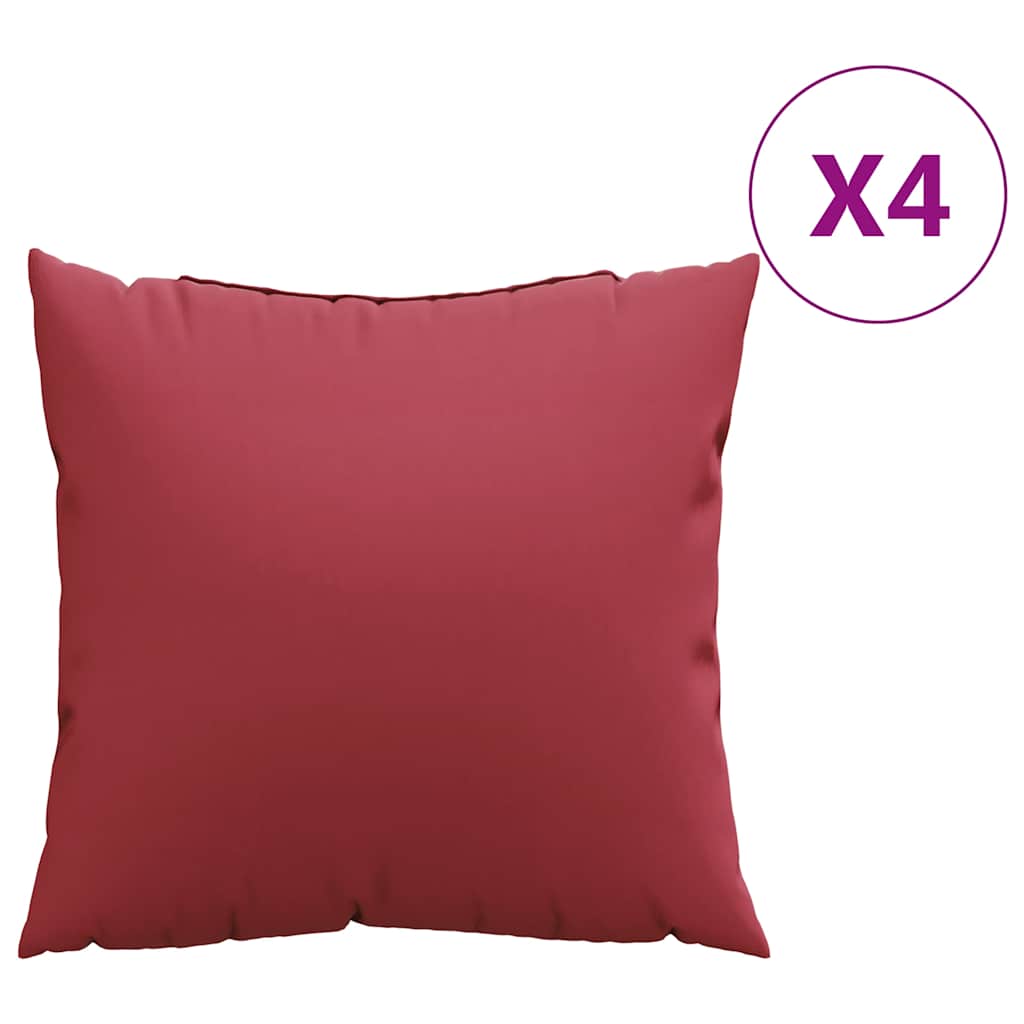 vidaXL Poduszki na sofę 4 szt. Czerwone wino 60x60 cm Materiał