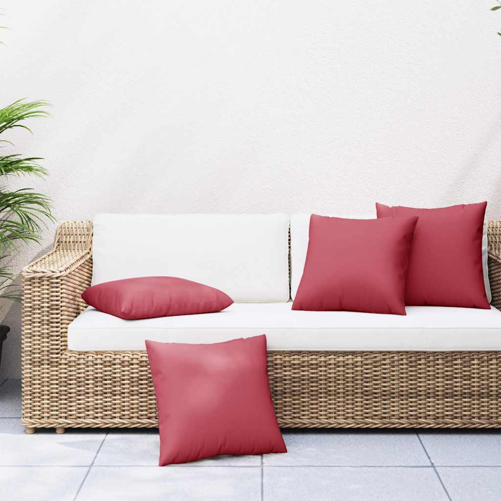 vidaXL Poduszki na sofę 4 szt. Czerwone wino 60x60 cm Materiał