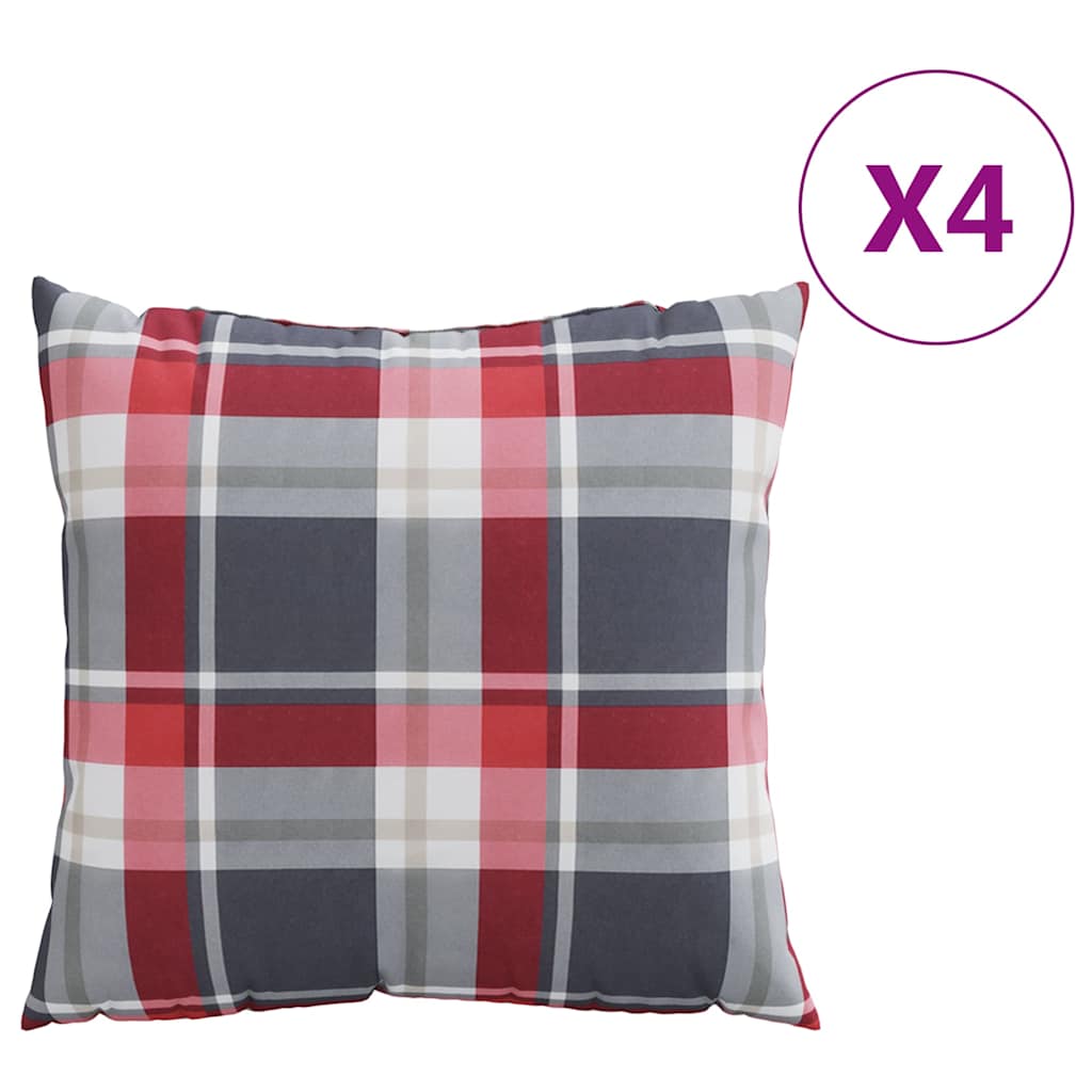 vidaXL Poduszki na sofę 4 szt. Czerwona kratka 60x60 cm Materiał