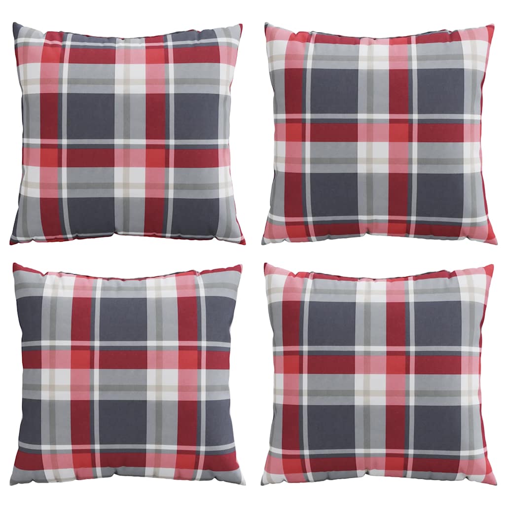 vidaXL Poduszki na sofę 4 szt. Czerwona kratka 60x60 cm Materiał