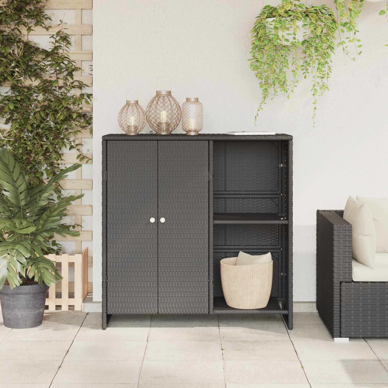vidaXL Szafka do przechowywania Czarny 100 x 36 x 102 cm rattan