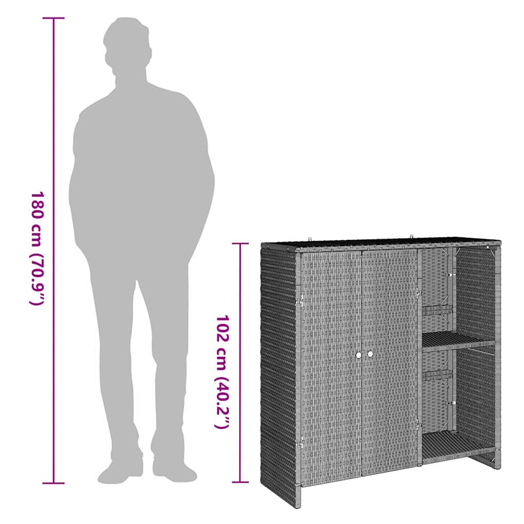vidaXL Szafka do przechowywania Jasnoszary 100 x 36 x 102 cm rattan