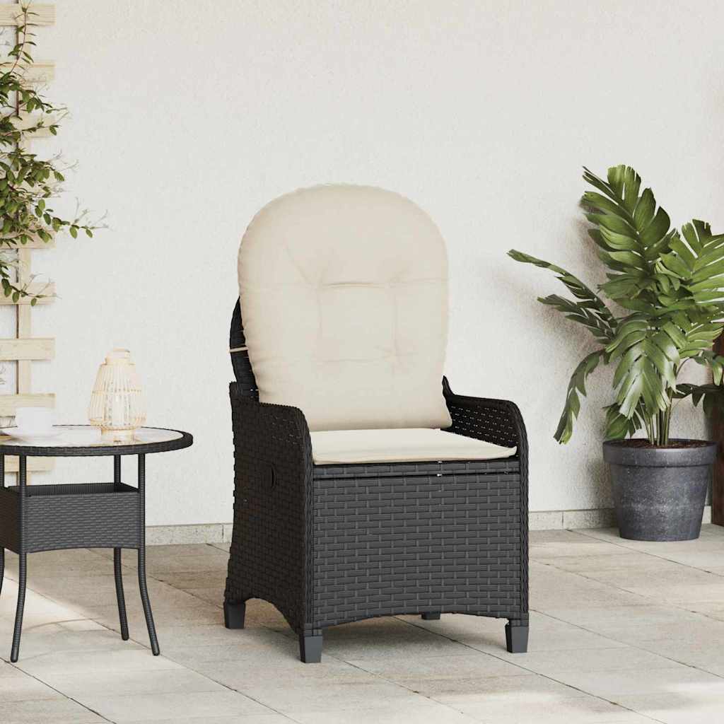 vidaXL Fotel z funkcją relaksu Czarny 56 x 66 x 95 cm polirattan
