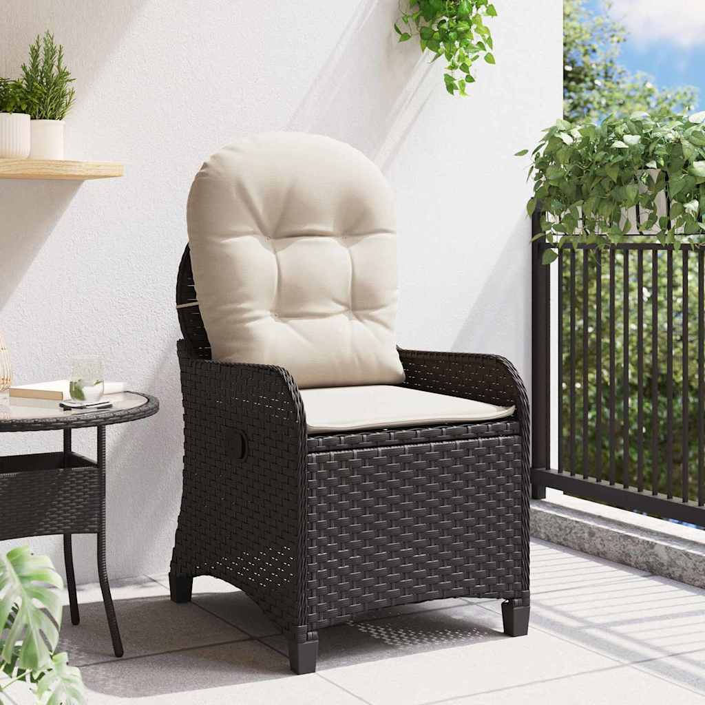 vidaXL Fotel z funkcją relaksu Czarny 56 x 66 x 95 cm polirattan