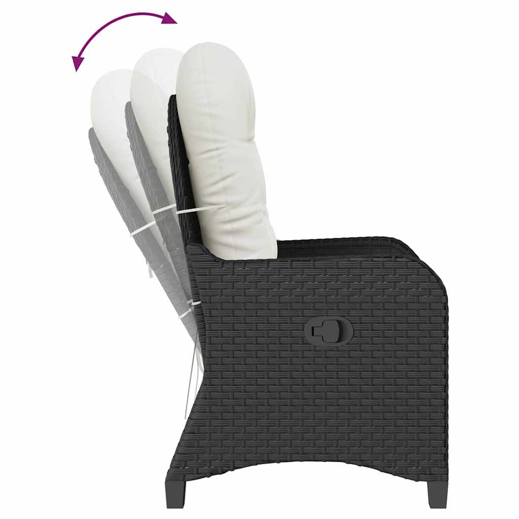 vidaXL Fotel z funkcją relaksu Czarny 56 x 66 x 95 cm polirattan