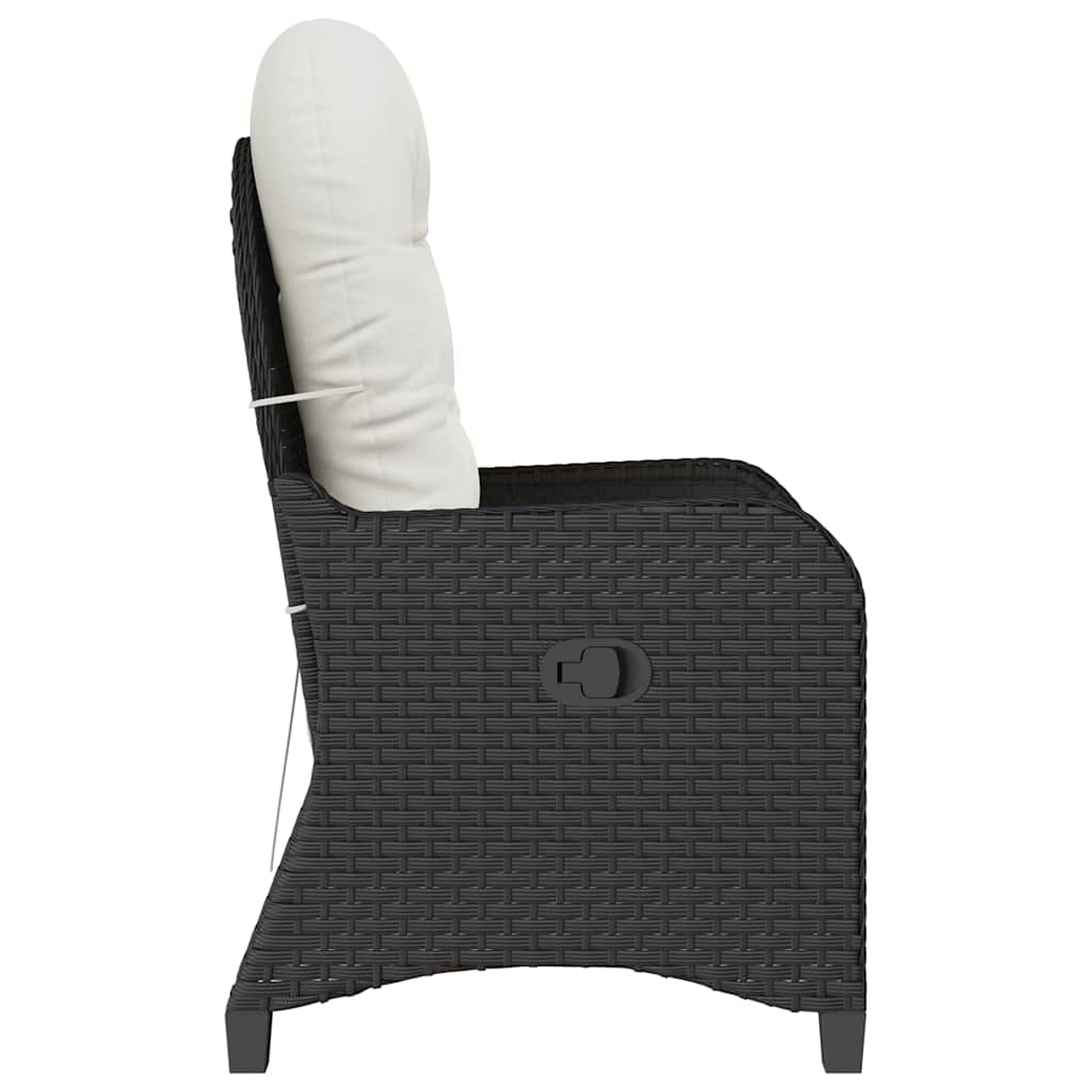 vidaXL Fotel z funkcją relaksu Czarny 56 x 66 x 95 cm polirattan
