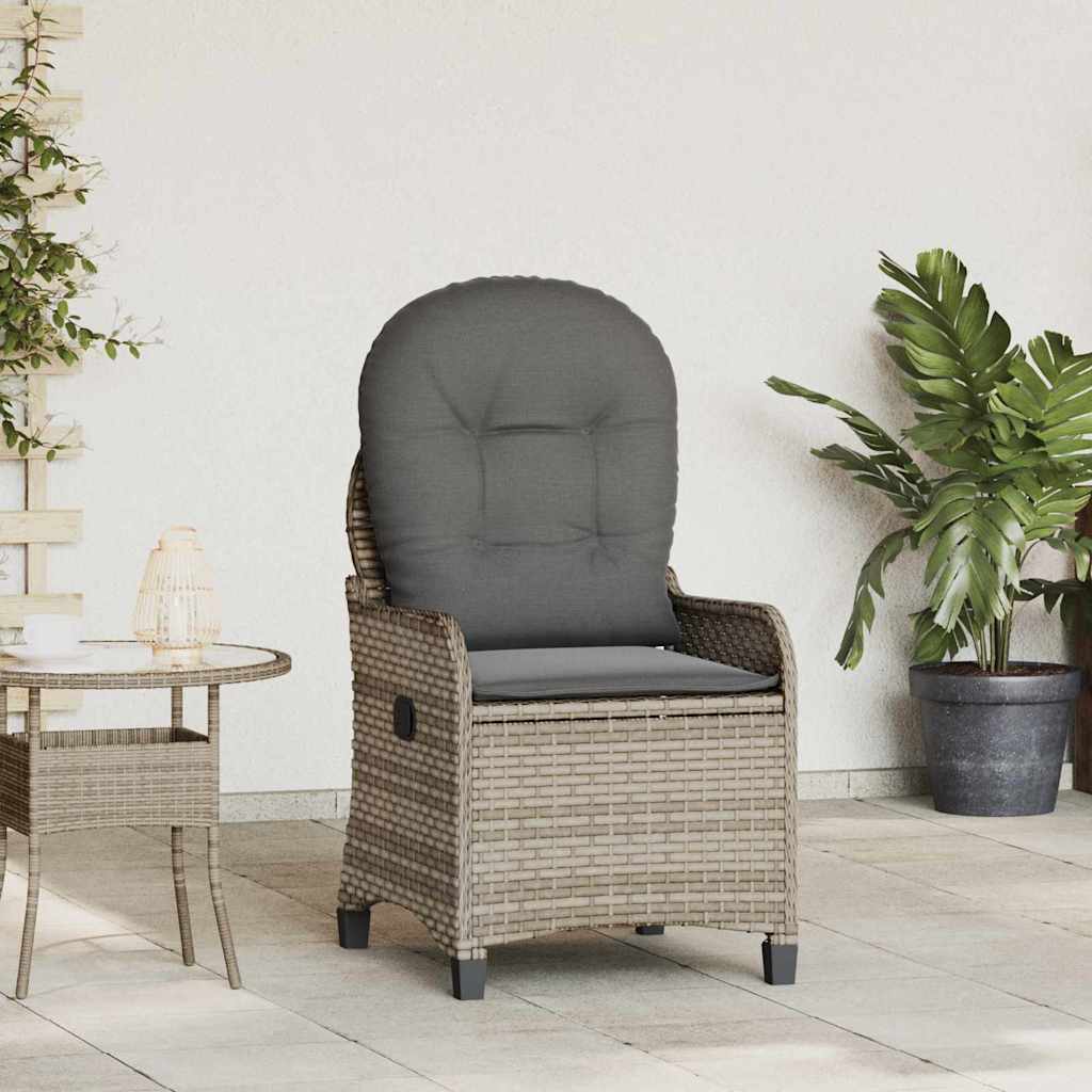 vidaXL Fotel z funkcją relaksu Szary 56 x 66 x 95 cm polirattan
