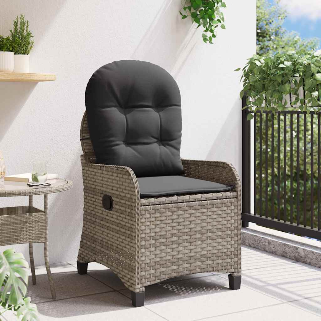 vidaXL Fotel z funkcją relaksu Szary 56 x 66 x 95 cm polirattan