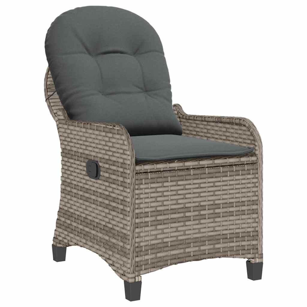 vidaXL Fotel z funkcją relaksu Szary 56 x 66 x 95 cm polirattan