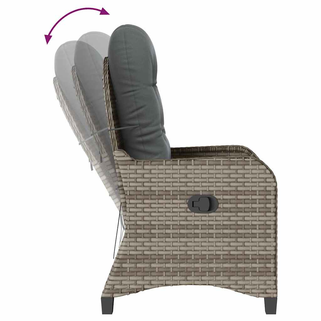 vidaXL Fotel z funkcją relaksu Szary 56 x 66 x 95 cm polirattan