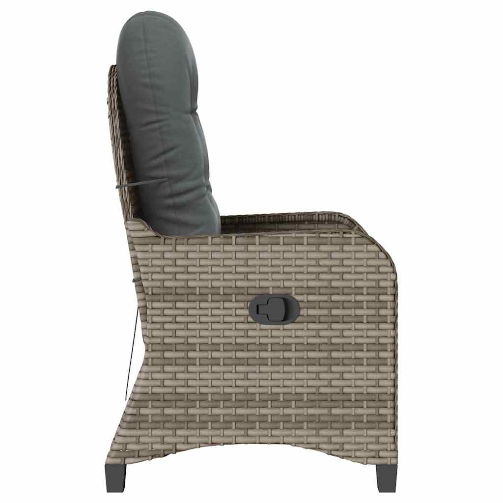 vidaXL Fotel z funkcją relaksu Szary 56 x 66 x 95 cm polirattan