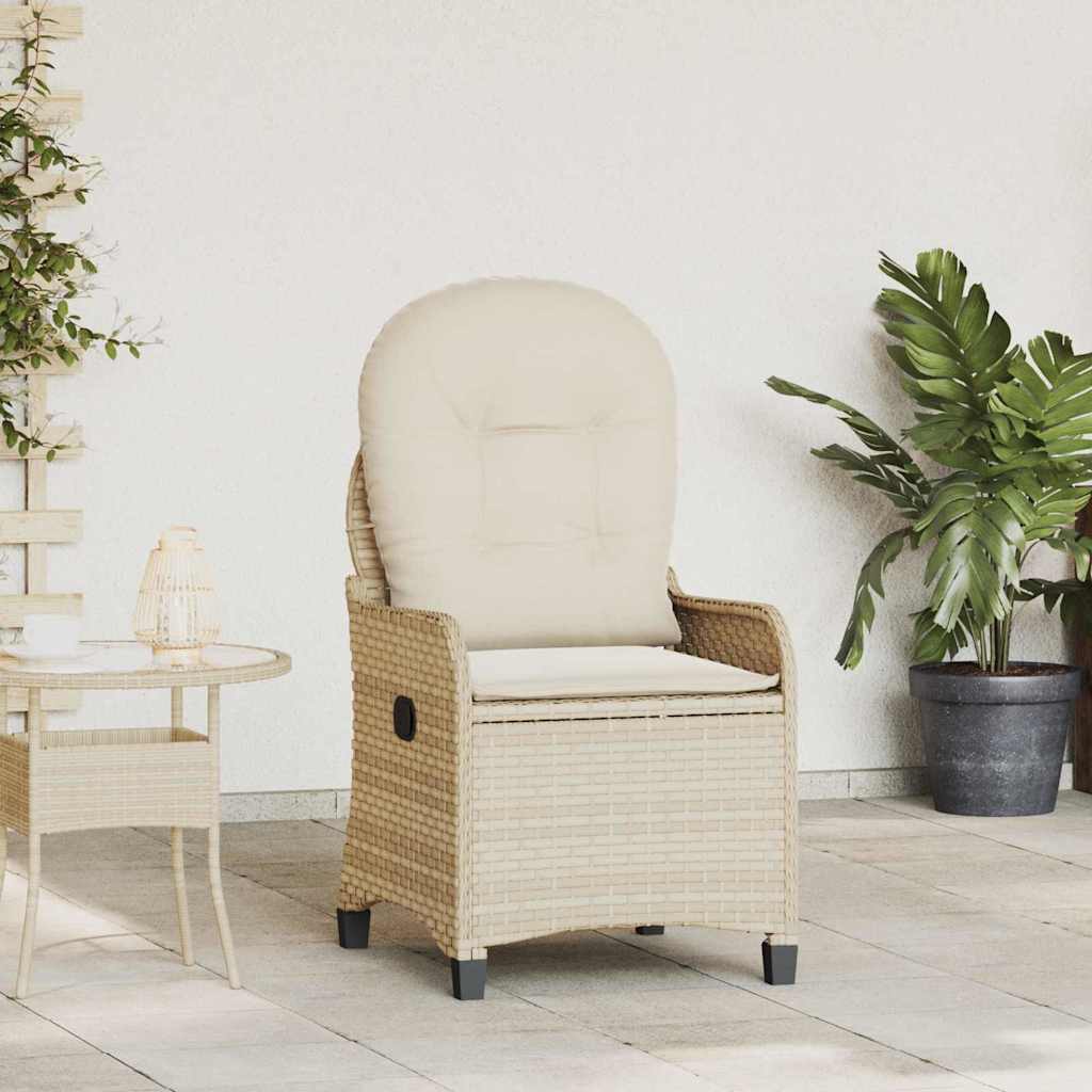 vidaXL Fotel z funkcją relaksu Beżowy 56 x 66 x 95 cm polirattan