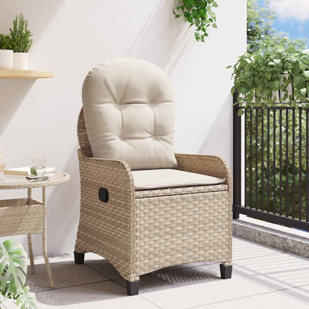 vidaXL Fotel z funkcją relaksu Beżowy 56 x 66 x 95 cm polirattan