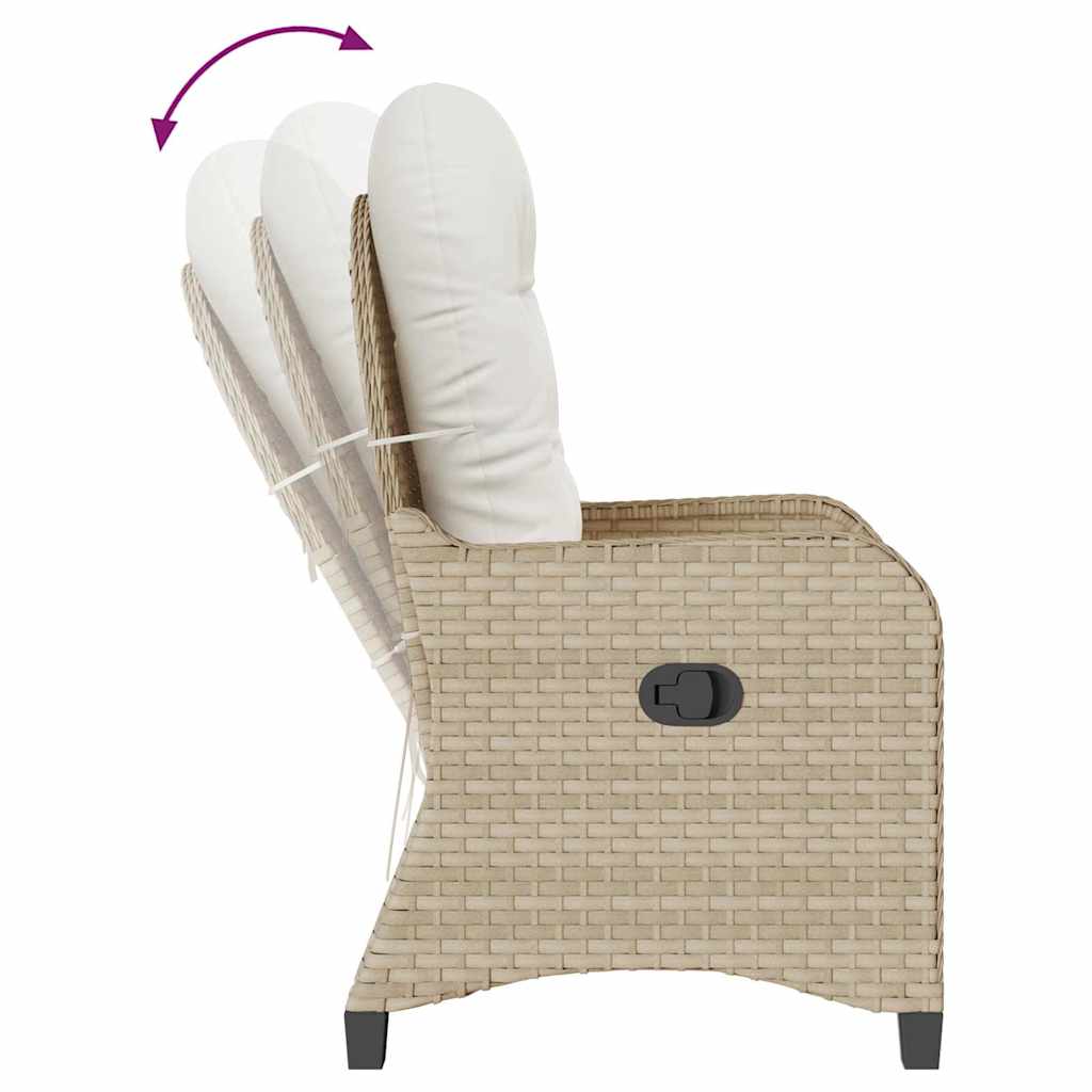 vidaXL Fotel z funkcją relaksu Beżowy 56 x 66 x 95 cm polirattan