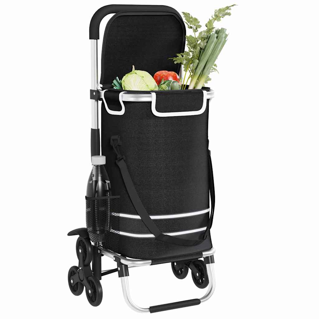 vidaXL Wózek na zakupy Czarny 47 x 39 x 100,5 cm Tkanina Oxford