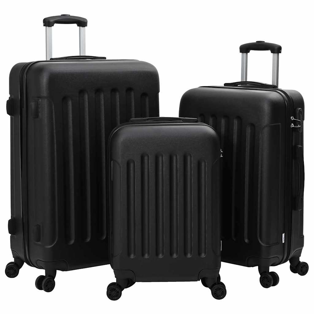 vidaXL Walizka Z blokadą 3 pcs Czarny 50 x 31 x 78 cm Plastik ABS