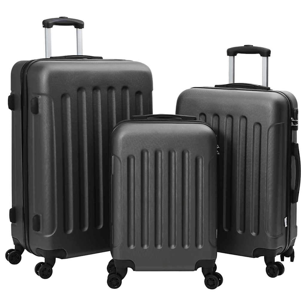 vidaXL Walizka Z blokadą 3 pcs Ciemnoszary 50 x 31 x 78 cm Plastik ABS