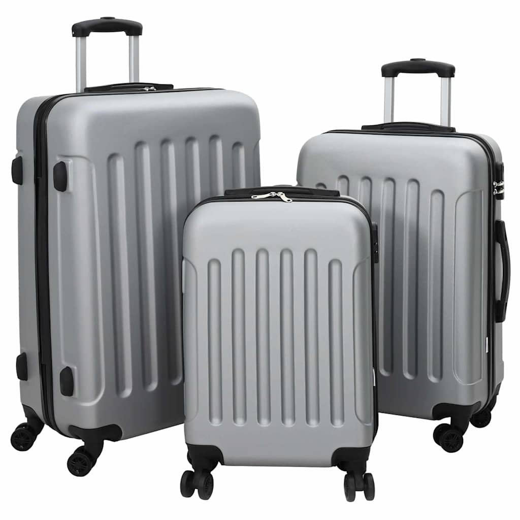 vidaXL Walizka Z blokadą 3 pcs Srebrny 50 x 31 x 78 cm Plastik ABS