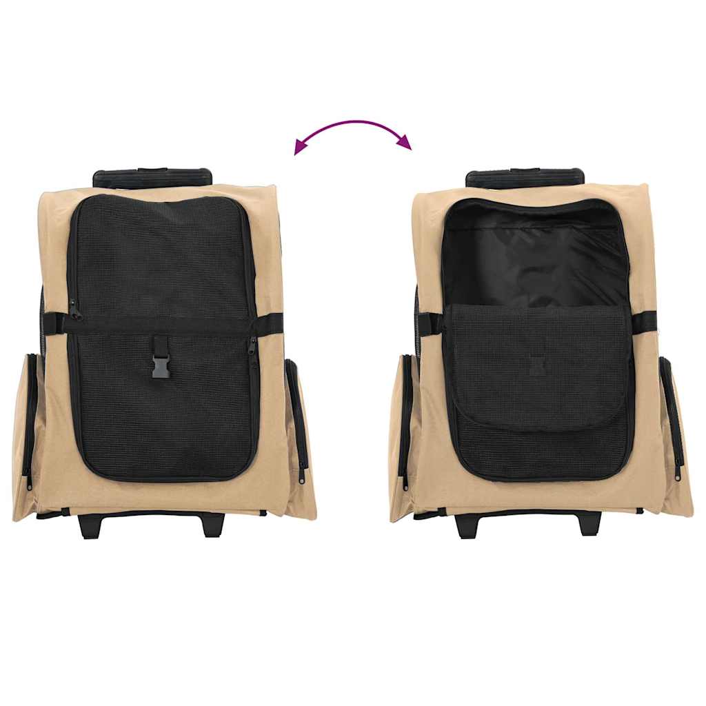 vidaXL Wózek dla zwierząt 3 w 1 Design Sand 48x32x(57-106) cm Tkanina Oxford