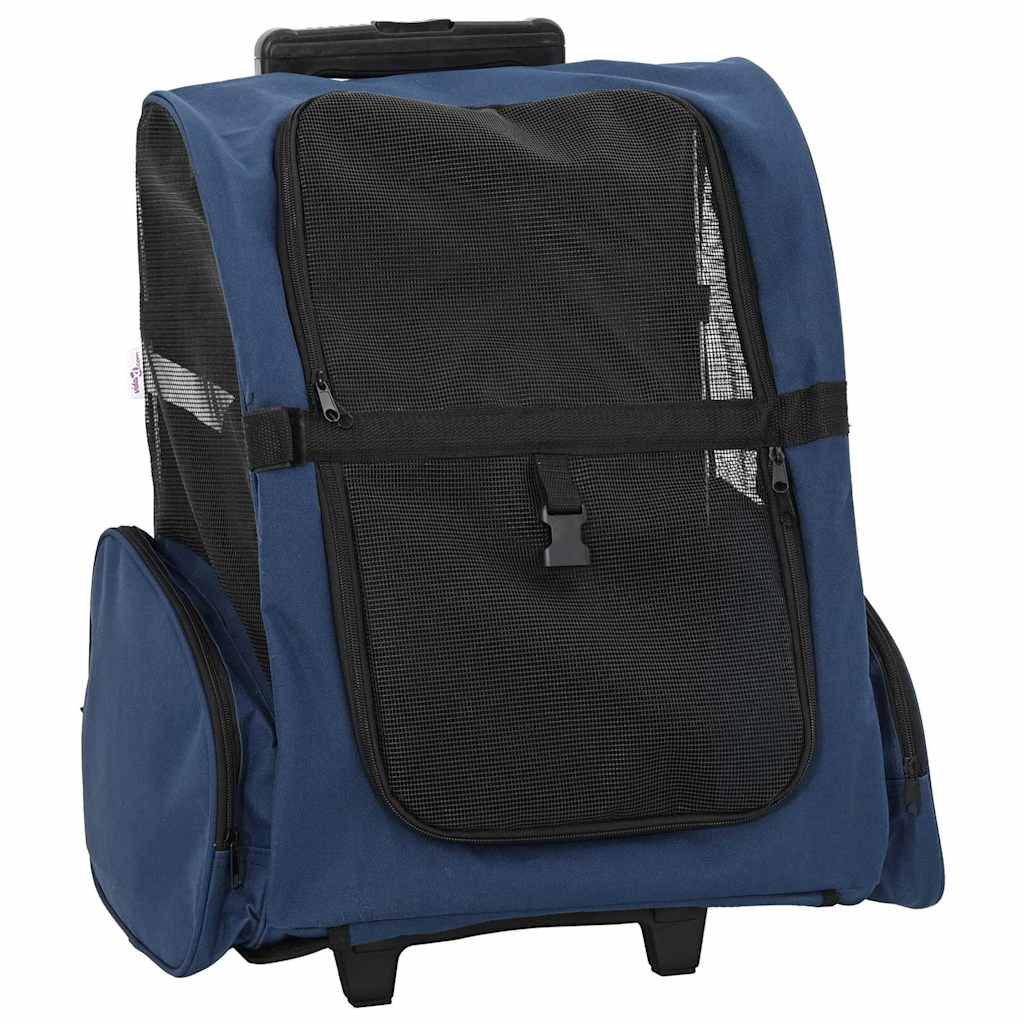 vidaXL Wózek dla zwierząt 3 w 1 Design Niebieski 48x32x(57-106) cm Tkanina Oxford