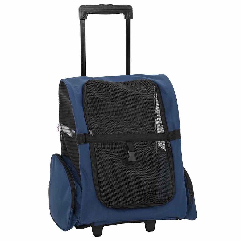 vidaXL Wózek dla zwierząt 3 w 1 Design Niebieski 48x32x(57-106) cm Tkanina Oxford