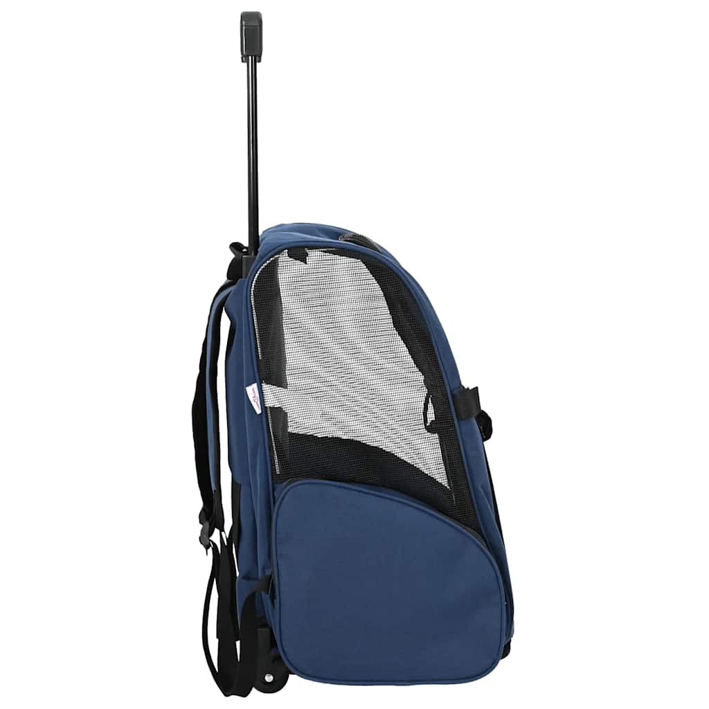 vidaXL Wózek dla zwierząt 3 w 1 Design Niebieski 48x32x(57-106) cm Tkanina Oxford