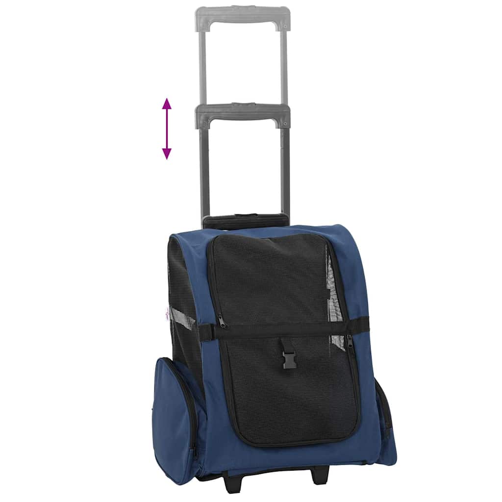 vidaXL Wózek dla zwierząt 3 w 1 Design Niebieski 48x32x(57-106) cm Tkanina Oxford