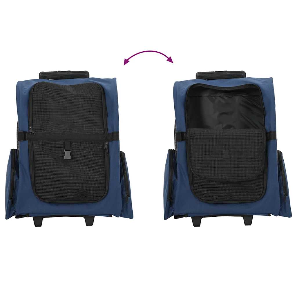vidaXL Wózek dla zwierząt 3 w 1 Design Niebieski 48x32x(57-106) cm Tkanina Oxford