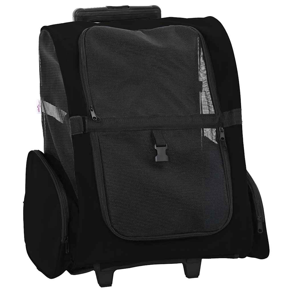 vidaXL Wózek dla zwierząt 3 w 1 Design Czarny 48x32x(57-106) cm Tkanina Oxford