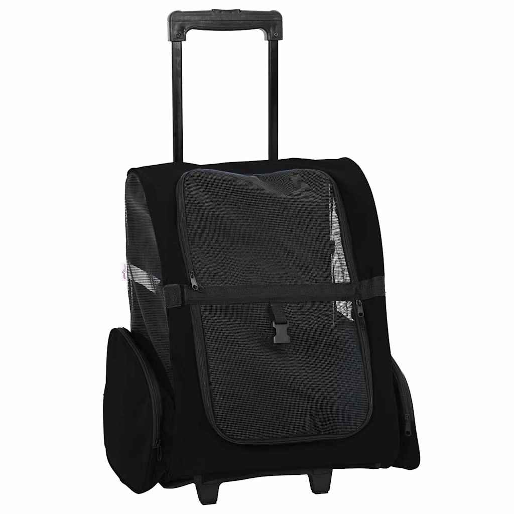 vidaXL Wózek dla zwierząt 3 w 1 Design Czarny 48x32x(57-106) cm Tkanina Oxford
