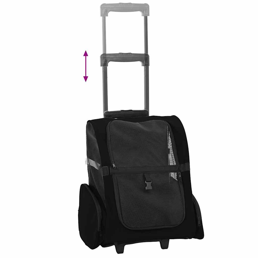 vidaXL Wózek dla zwierząt 3 w 1 Design Czarny 48x32x(57-106) cm Tkanina Oxford