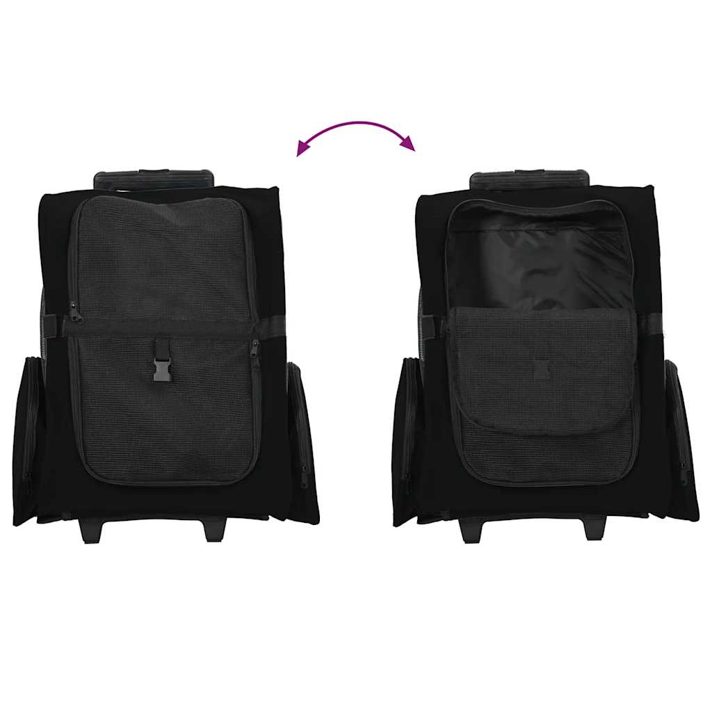vidaXL Wózek dla zwierząt 3 w 1 Design Czarny 48x32x(57-106) cm Tkanina Oxford