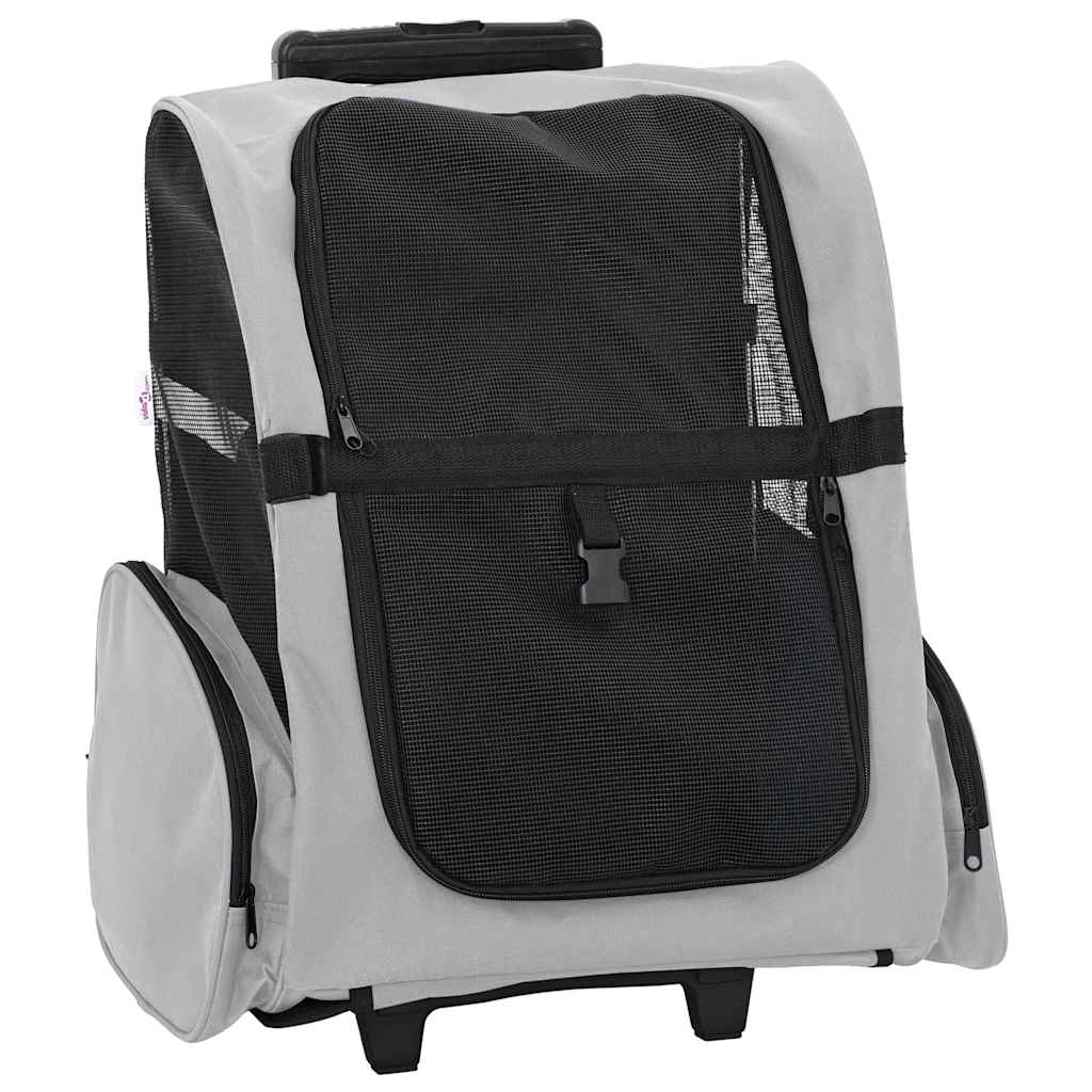 vidaXL Wózek dla zwierząt 3 w 1 Design Szary 48x32x(57-106) cm Tkanina Oxford