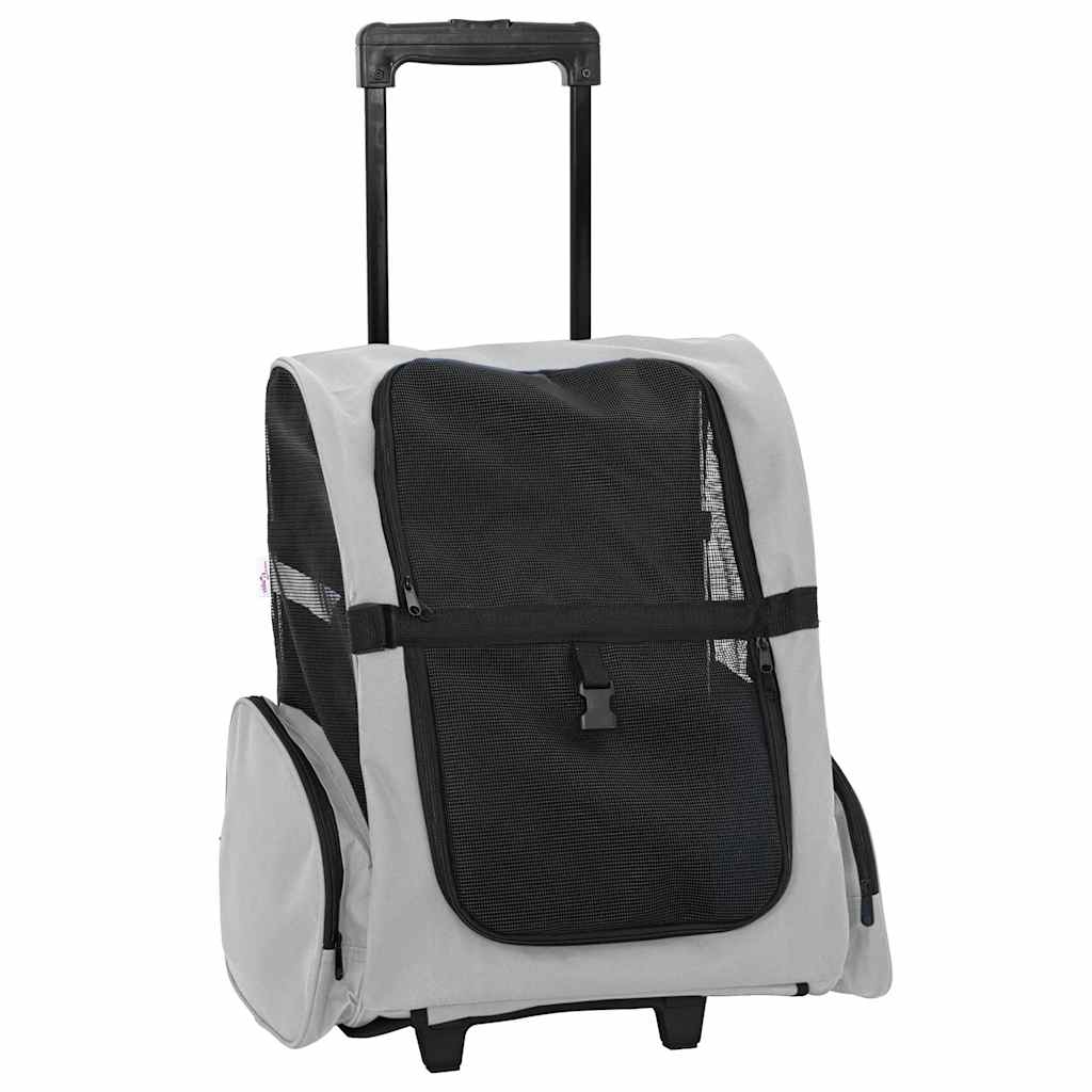 vidaXL Wózek dla zwierząt 3 w 1 Design Szary 48x32x(57-106) cm Tkanina Oxford