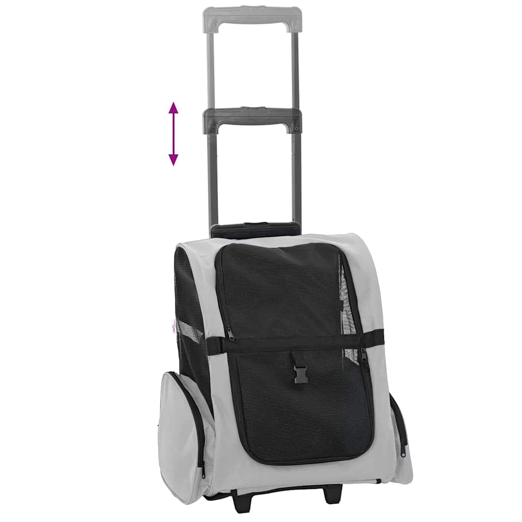 vidaXL Wózek dla zwierząt 3 w 1 Design Szary 48x32x(57-106) cm Tkanina Oxford