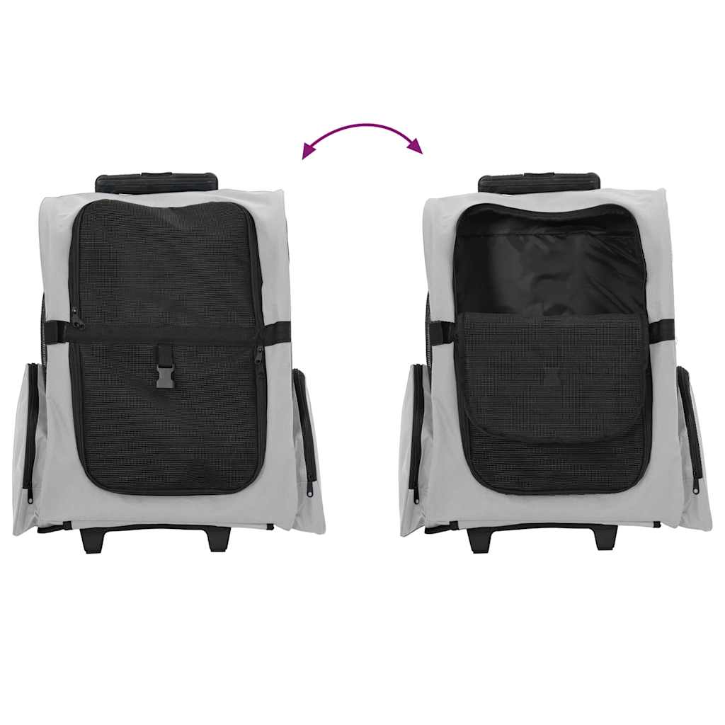 vidaXL Wózek dla zwierząt 3 w 1 Design Szary 48x32x(57-106) cm Tkanina Oxford