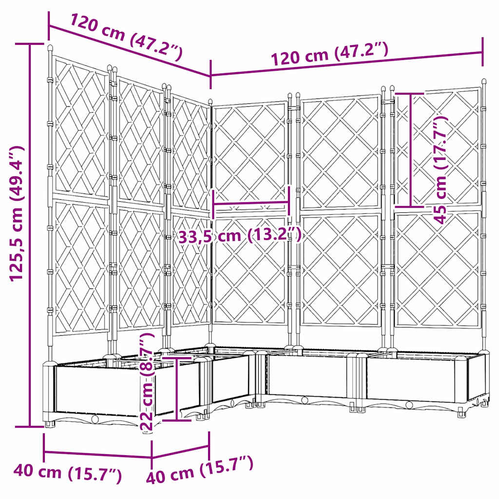 vidaXL Doniczka ogrodowa 5 pcs Brązowy 120 x 120 x 125,5 cm